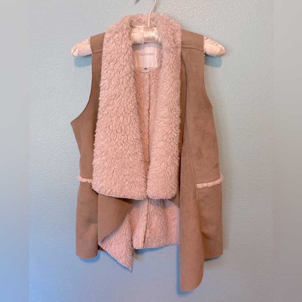 Faux suede and fur vest.